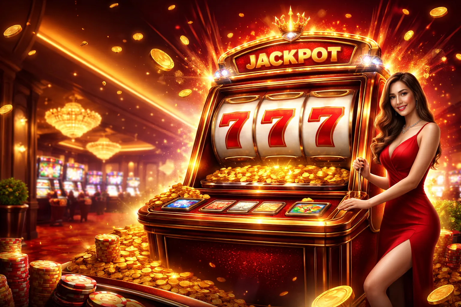 Hình ảnh game nổ hũ F1680 link mới nhất với hiệu ứng jackpot bùng nổ, tiền vàng và biểu tượng may mắn